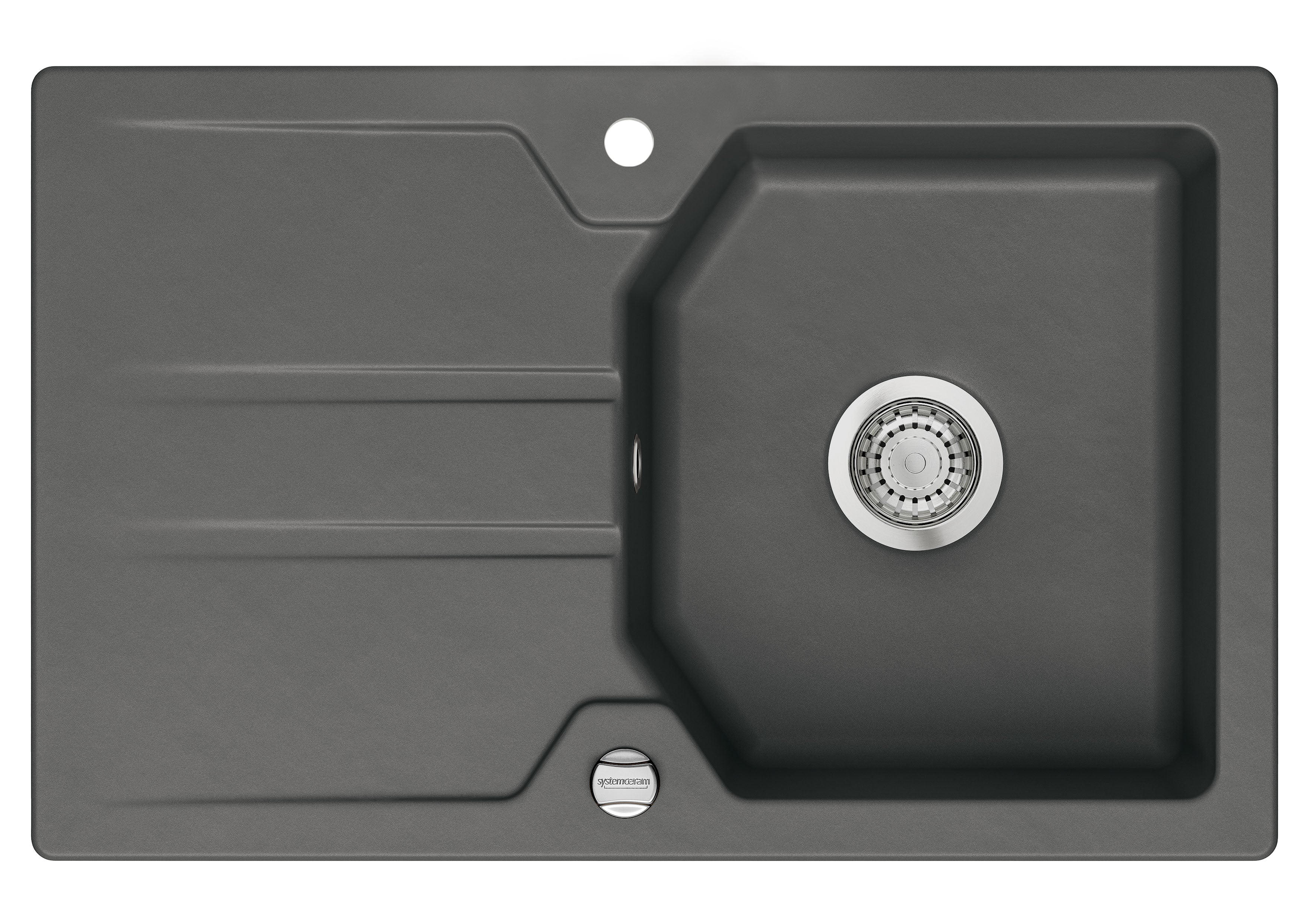 SYSTEMCERAM Einbauspüle Solva 80 Schiefer 85 inkl. Excenterbetätigung, für 50 cm Schrankbreite, Einbauspüle reversibel Auflage reversibel 50220285