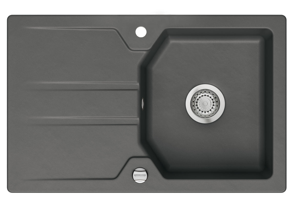 SYSTEMCERAM Einbauspüle Solva 80 Schiefer 85 inkl. Excenterbetätigung, für 50 cm Schrankbreite, Einbauspüle reversibel Auflage reversibel 50220285