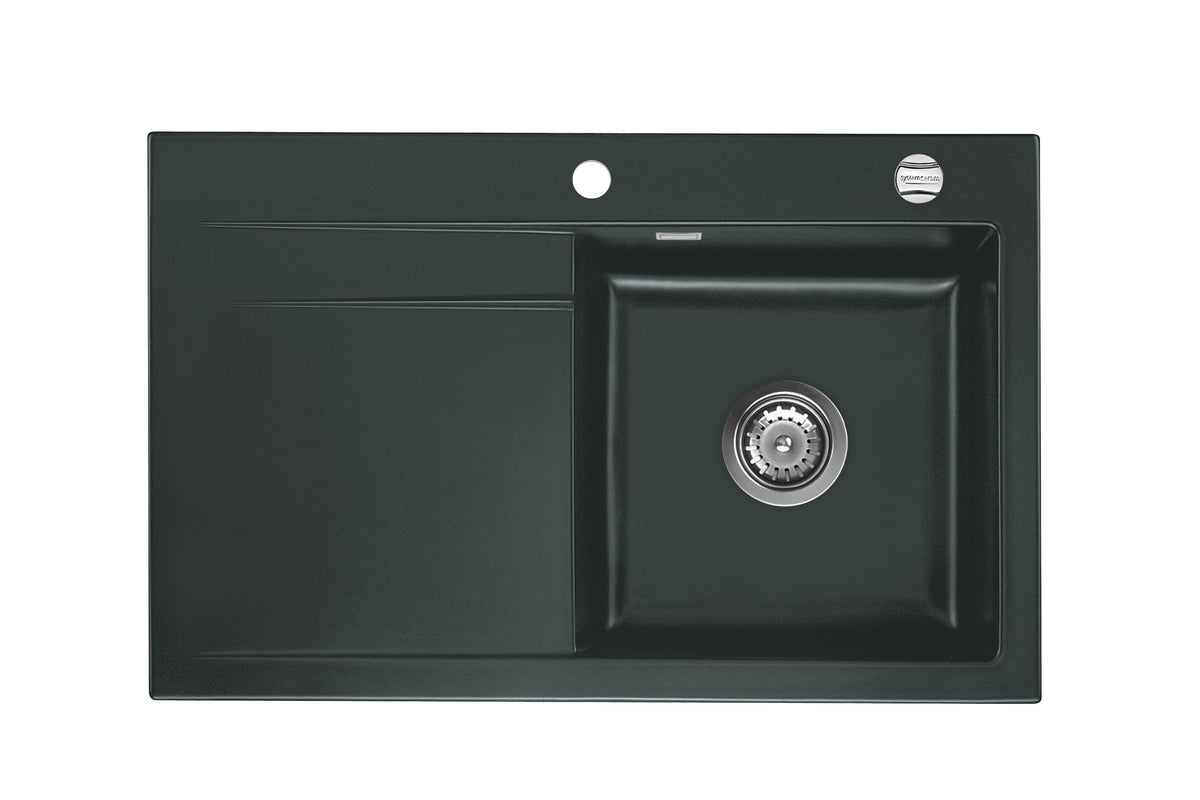 SYSTEMCERAM Einbauspüle Stema 80 Be. Re. Eibe 56 inkl. Excenterbetätigung, für 45 cm Schrankbreite, Einbauspüle Auflage Becken rechts 50540256