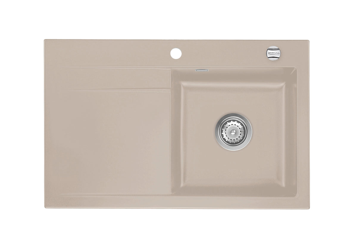 SYSTEMCERAM Einbauspüle Stema 80 Be. Re. Fango 23 inkl. Excenterbetätigung, für 45 cm Schrankbreite, Einbauspüle Auflage Becken rechts 50540223