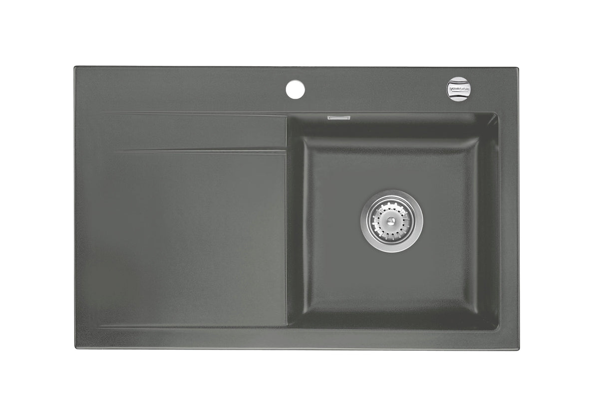 SYSTEMCERAM Einbauspüle Stema 80 Be. Re. Lava 80 inkl. Handbetätigung, für 45 cm Schrankbreite, Einbauspüle Auflage Becken rechts 50540180