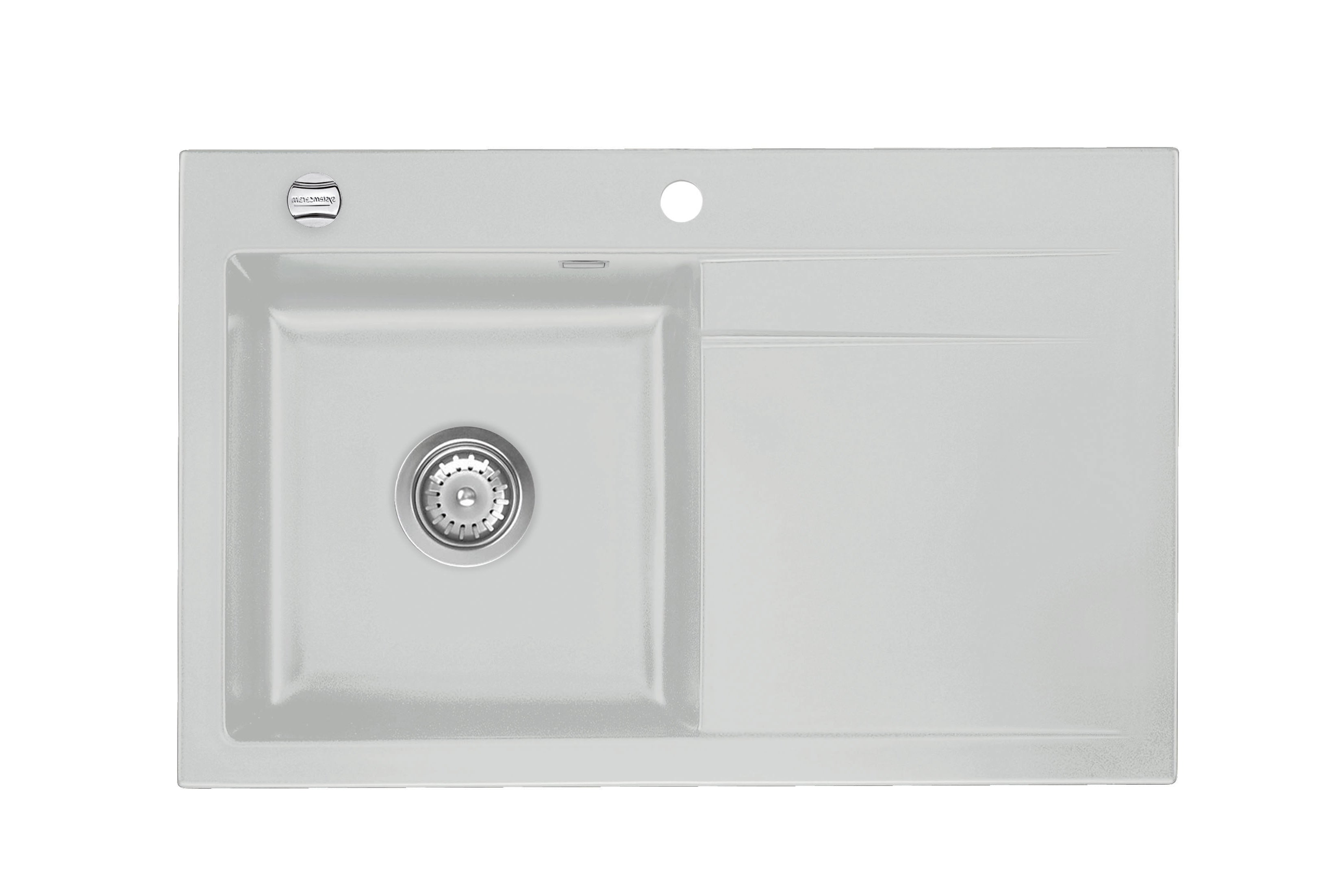 SYSTEMCERAM Einbauspüle Stema 80 F Be. Li. Alu 76 inkl. Excenterbetätigung, für 45 cm Schrankbreite, Spüle zum flächenbündigen Einbau, inkl. 4 x Eckradien R 10 Auflage Becken links 55550276
