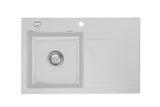 SYSTEMCERAM Einbauspüle Stema 80 F Be. Li. Alu 76 inkl. Excenterbetätigung, für 45 cm Schrankbreite, Spüle zum flächenbündigen Einbau, inkl. 4 x Eckradien R 10 Auflage Becken links 55550276