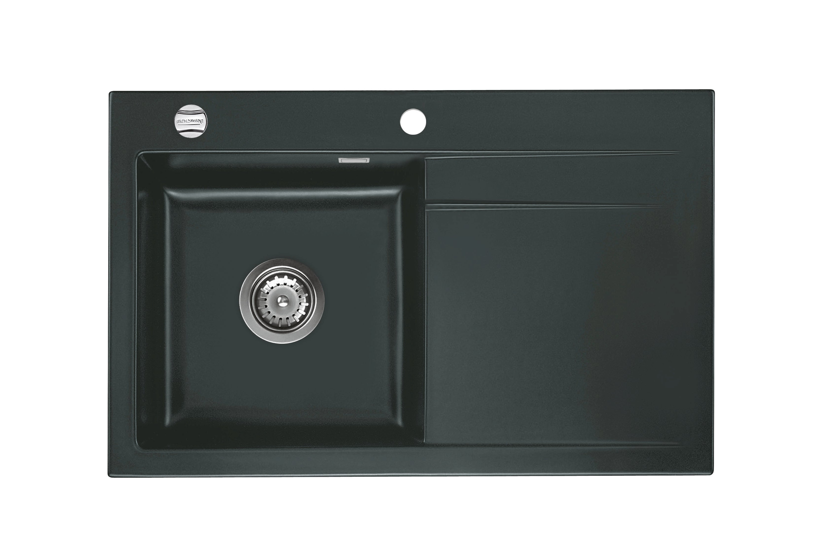 SYSTEMCERAM Einbauspüle Stema 80 Be. Li. Eibe 56 inkl. Excenterbetätigung, für 45 cm Schrankbreite, Einbauspüle Auflage Becken links 50550256