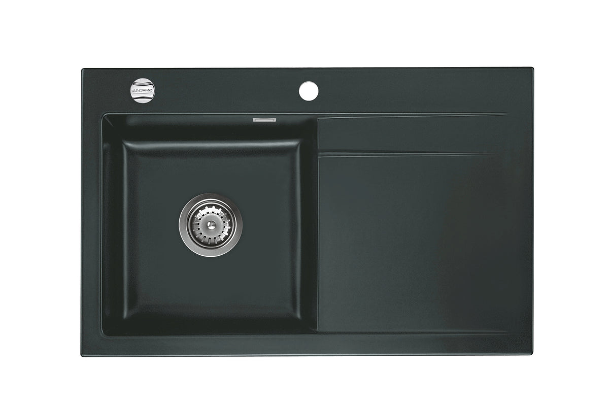 SYSTEMCERAM Einbauspüle Stema 80 Be. Li. Eibe 56 inkl. Excenterbetätigung, für 45 cm Schrankbreite, Einbauspüle Auflage Becken links 50550256