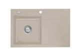 SYSTEMCERAM Einbauspüle Stema 80 F Be. Li. Fango 23 inkl. Excenterbetätigung, für 45 cm Schrankbreite, Spüle zum flächenbündigen Einbau, inkl. 4 x Eckradien R 10 Auflage Becken links 55550223