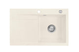 SYSTEMCERAM Einbauspüle Stema 80 F Be. Re. Jasmin 19 inkl. Handbetätigung, für 45 cm Schrankbreite, Spüle zum flächenbündigen Einbau, inkl. 4 x Eckradien R 10 Auflage Becken rechts 55540119