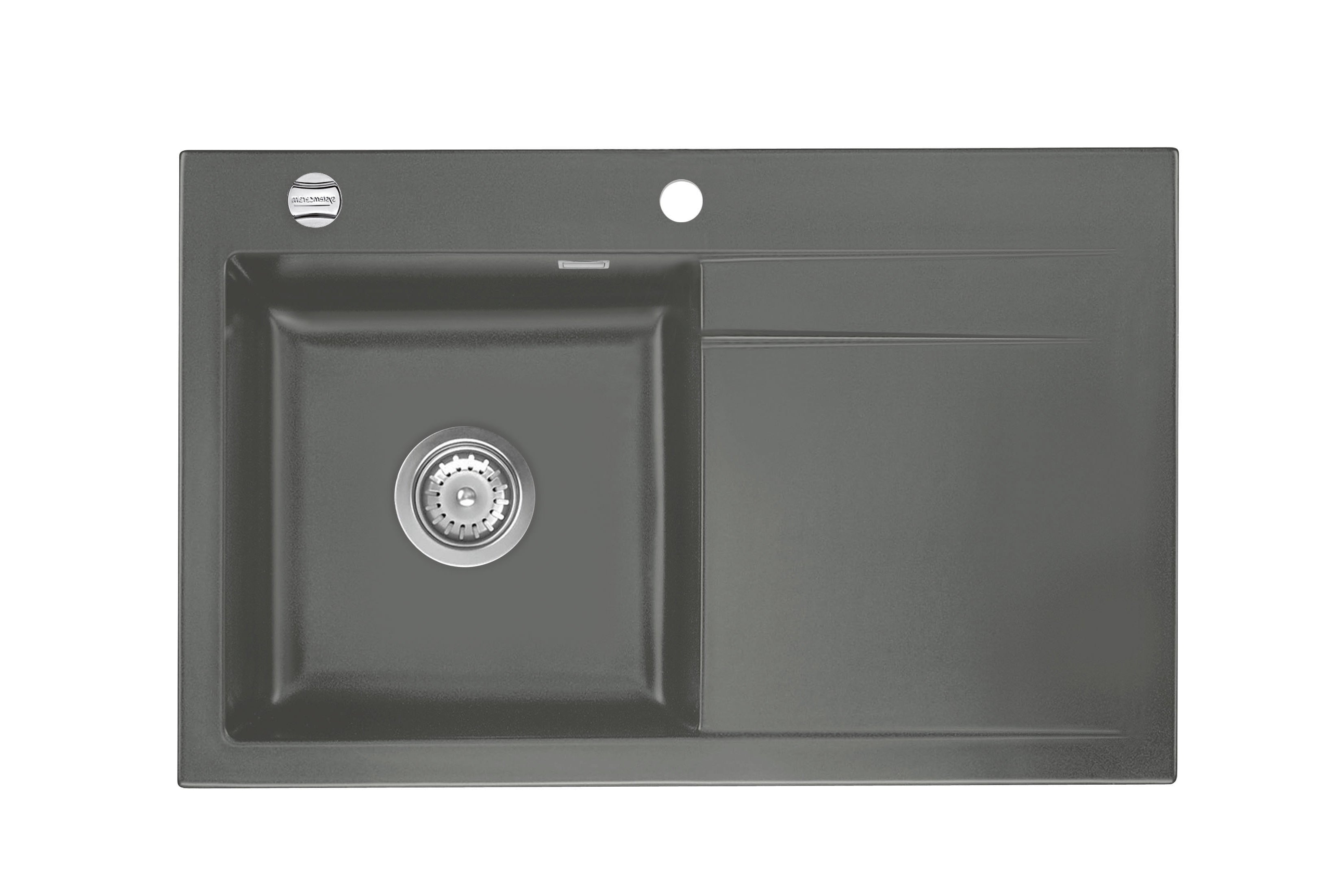 SYSTEMCERAM Einbauspüle Stema 80 Be. Li. Lava 80 inkl. Handbetätigung, für 45 cm Schrankbreite, Einbauspüle Auflage Becken links 50550180