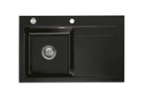 SYSTEMCERAM Einbauspüle Stema 80 Be. Li. Nero 68 inkl. Excenterbetätigung, für 45 cm Schrankbreite, Einbauspüle Auflage Becken links 50550268