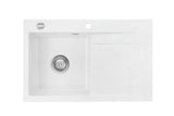 SYSTEMCERAM Einbauspüle Stema 80 F Be. Li. Polar 13 inkl. Excenterbetätigung, für 45 cm Schrankbreite, Spüle zum flächenbündigen Einbau, inkl. 4 x Eckradien R 10 Auflage Becken links 55550213