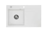 SYSTEMCERAM Einbauspüle Stema 80 Be. Li. Satin 20 inkl. Handbetätigung, für 45 cm Schrankbreite, Einbauspüle Auflage Becken links 50550120