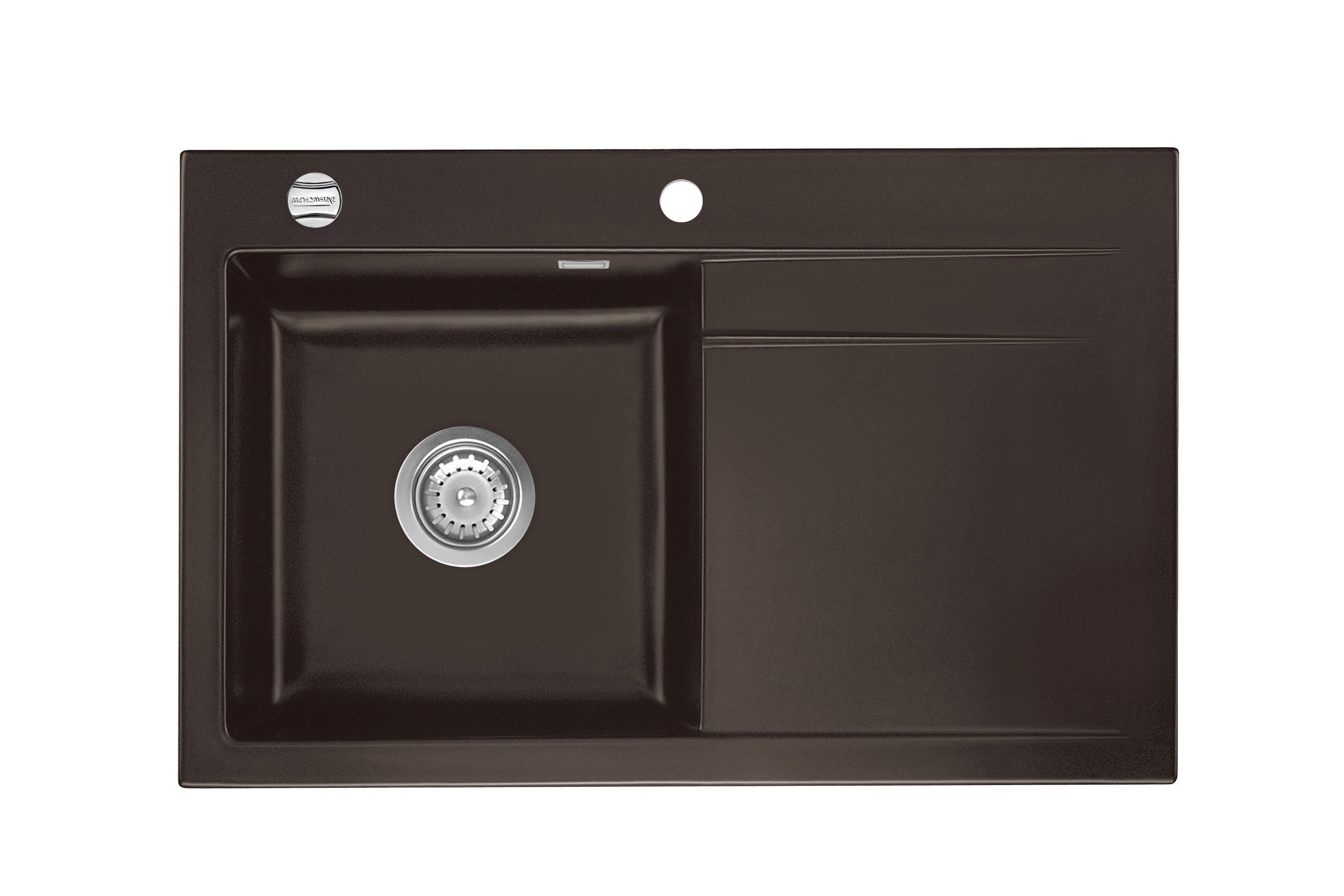 SYSTEMCERAM Einbauspüle Stema 80 Be. Li. Siena 65 inkl. Handbetätigung, für 45 cm Schrankbreite, Einbauspüle Auflage Becken links 50550165