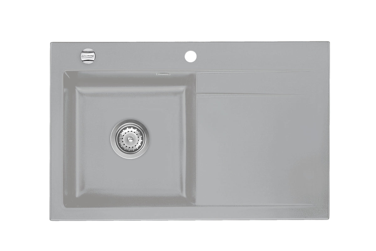 SYSTEMCERAM Einbauspüle Stema 80 Be. Li. Titan 78 inkl. Handbetätigung, für 45 cm Schrankbreite, Einbauspüle Auflage Becken links 50550178