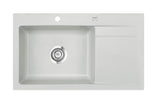 SYSTEMCERAM Einbauspüle Stema 86 SL/F Be. Li. Alu 76 inkl. Excenterbetätigung, für 60 cm Schrankbreite, Spüle zum flächenbündigen Einbau, inkl. 4 x Eckradien R 10 Auflage Becken links 55110276