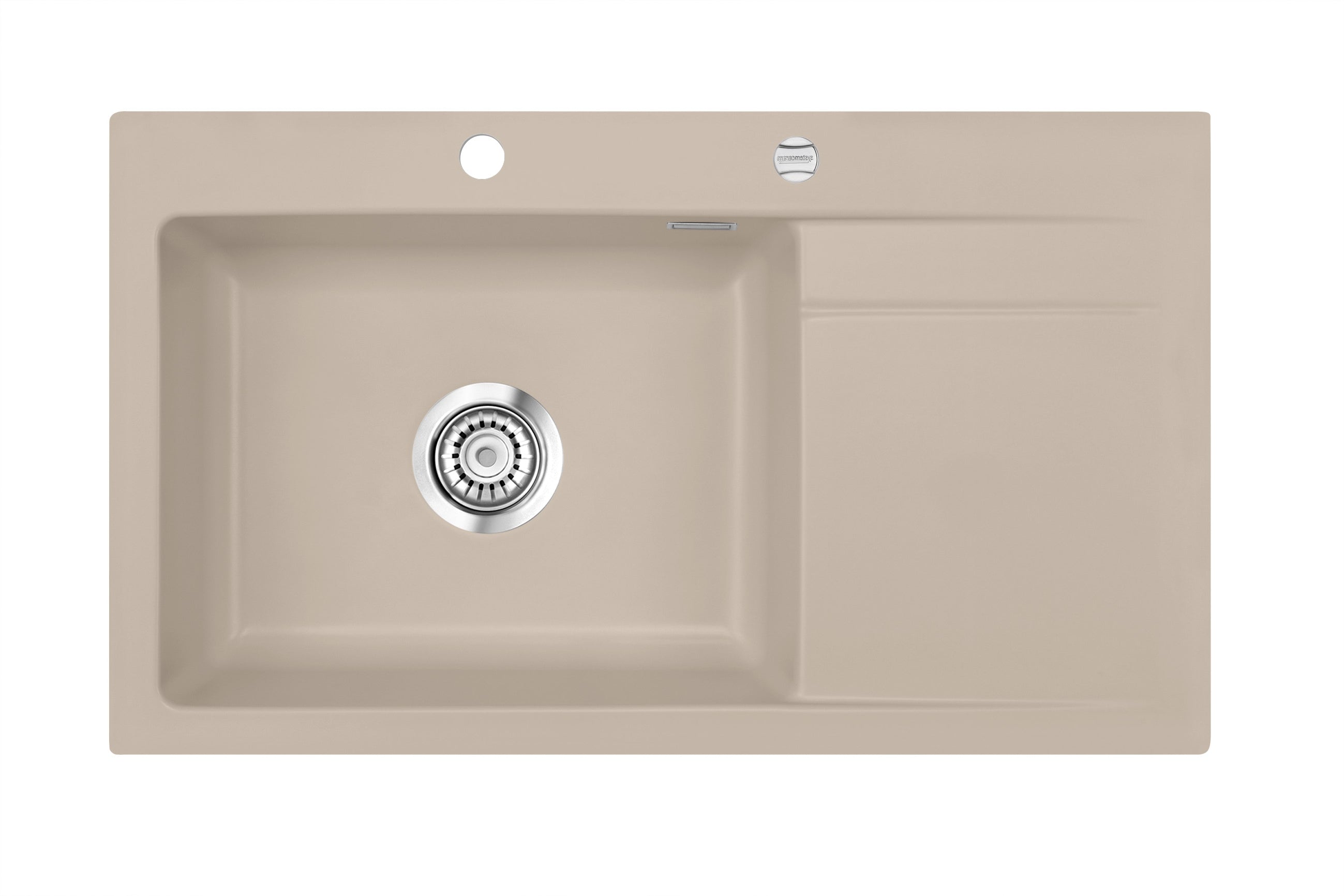 SYSTEMCERAM Einbauspüle Stema 86 SL Be. li. Fango 23 inkl. Handbetätigung, für 60 cm Schrankbreite, Einbauspüle Auflage Becken links 50110123