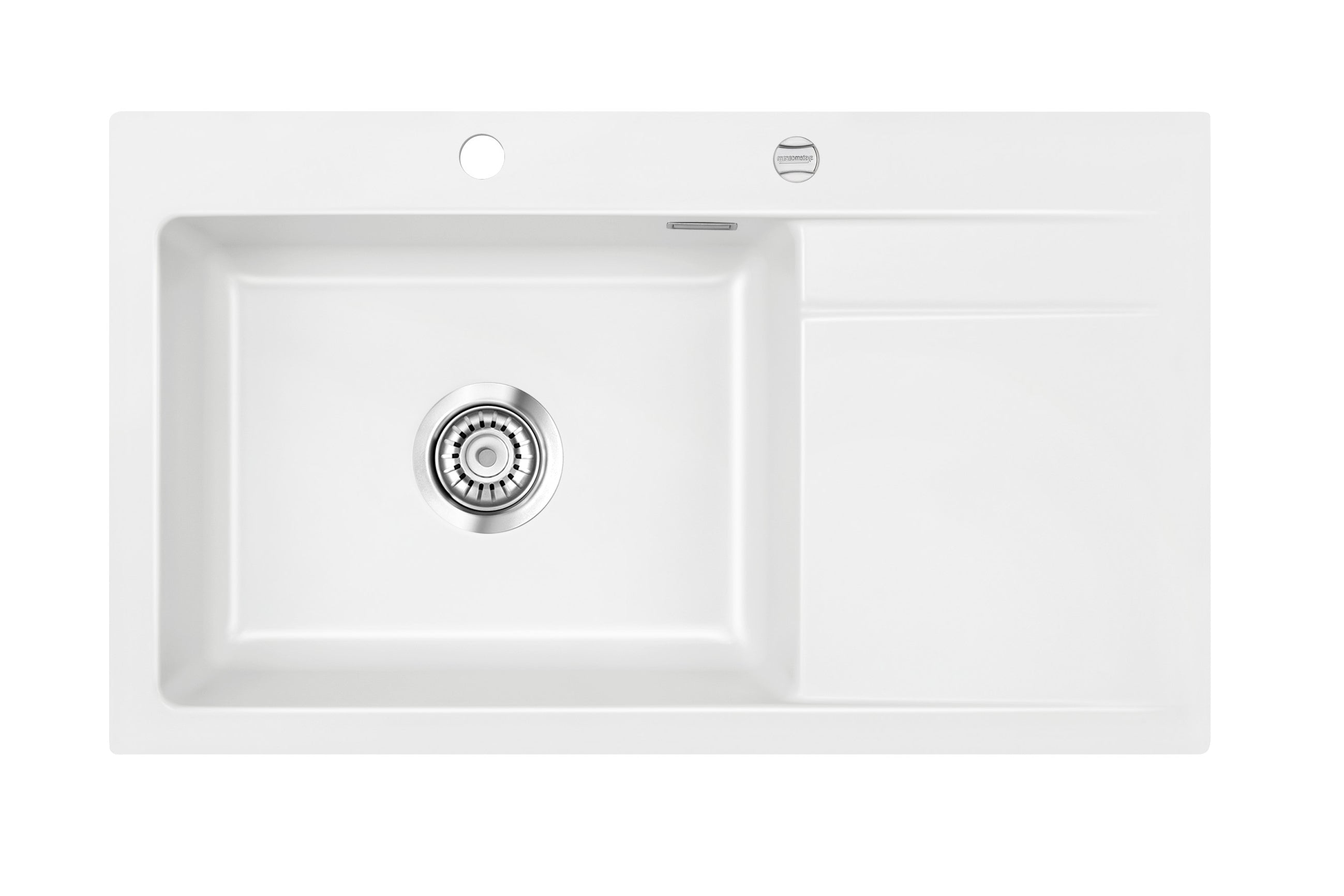 SYSTEMCERAM Einbauspüle Stema 86 SL/F Be. Li. Grönland 12 inkl. Handbetätigung, für 60 cm Schrankbreite, Spüle zum flächenbündigen Einbau, inkl. 4 x Eckradien R 10 Auflage Becken links 55110112