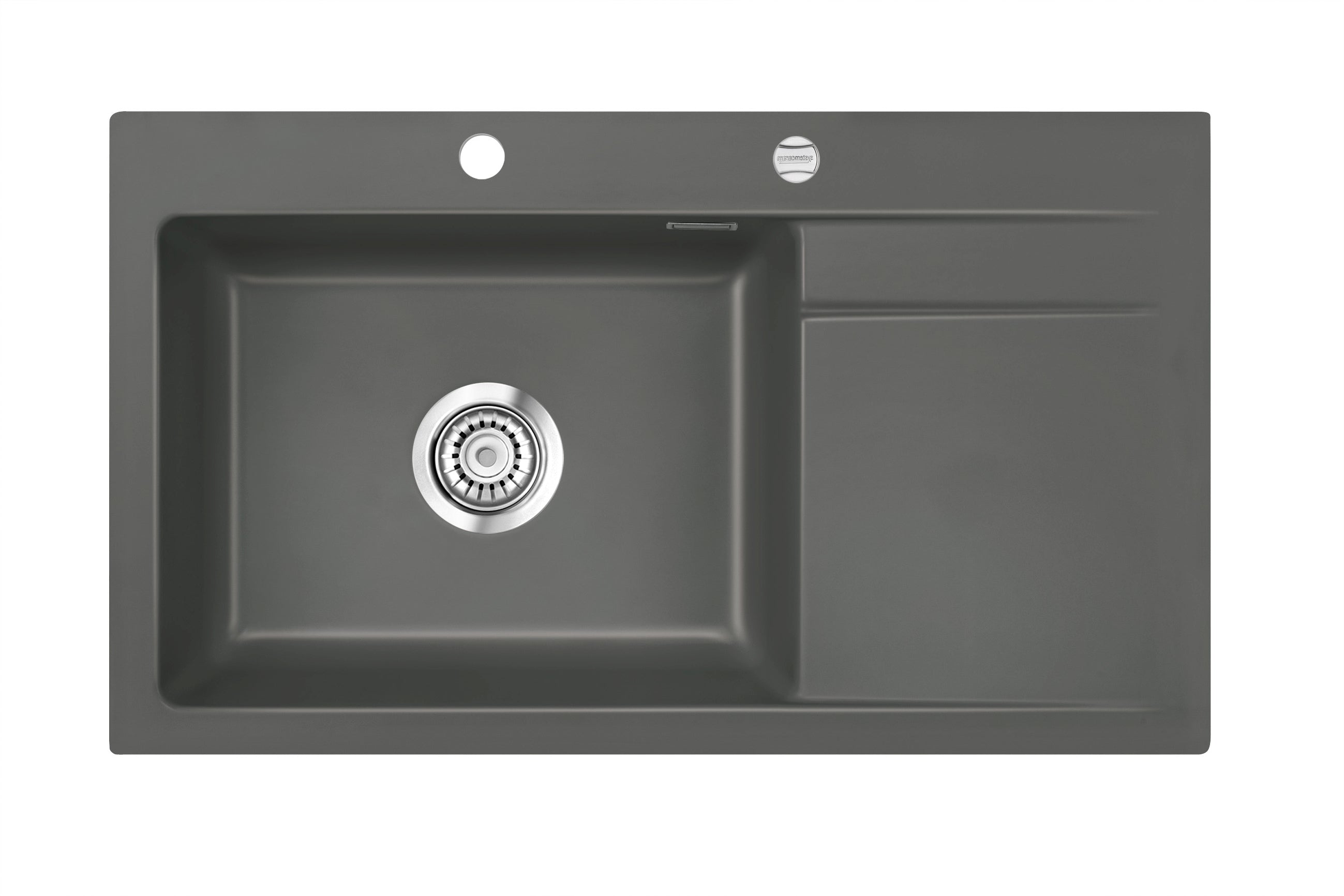 SYSTEMCERAM Einbauspüle Stema 86 SL/F Be. Li. Lava 80 inkl. Handbetätigung, für 60 cm Schrankbreite, Spüle zum flächenbündigen Einbau, inkl. 4 x Eckradien R 10 Auflage Becken links 55110180