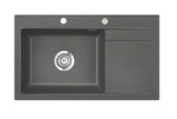 SYSTEMCERAM Einbauspüle Stema 86 SL/F Be. Li. Lava 80 inkl. Handbetätigung, für 60 cm Schrankbreite, Spüle zum flächenbündigen Einbau, inkl. 4 x Eckradien R 10 Auflage Becken links 55110180