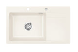 SYSTEMCERAM Einbauspüle Stema 86 SL Be. li. Magnolie 10 inkl. Handbetätigung, für 60 cm Schrankbreite, Einbauspüle Auflage Becken links 50110110