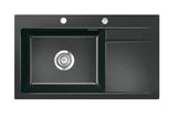 SYSTEMCERAM Einbauspüle Stema 86 SL Be. li. Nero 68 inkl. Handbetätigung, für 60 cm Schrankbreite, Einbauspüle Auflage Becken links 50110168