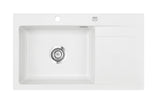 SYSTEMCERAM Einbauspüle Stema 86 SL/F Be. Li. Polar 13 inkl. Excenterbetätigung, für 60 cm Schrankbreite, Spüle zum flächenbündigen Einbau, inkl. 4 x Eckradien R 10 Auflage Becken links 55110213