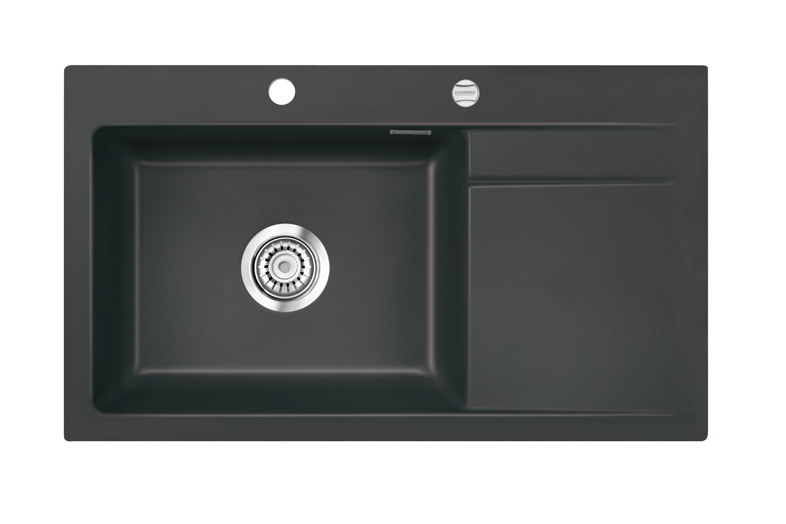 SYSTEMCERAM Einbauspüle Stema 86 SL Be. li. Schiefer 85 inkl. Handbetätigung, für 60 cm Schrankbreite, Einbauspüle Auflage Becken links 50110185