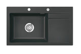 SYSTEMCERAM Einbauspüle Stema 86 SL Be. li. Schiefer 85 inkl. Handbetätigung, für 60 cm Schrankbreite, Einbauspüle Auflage Becken links 50110185