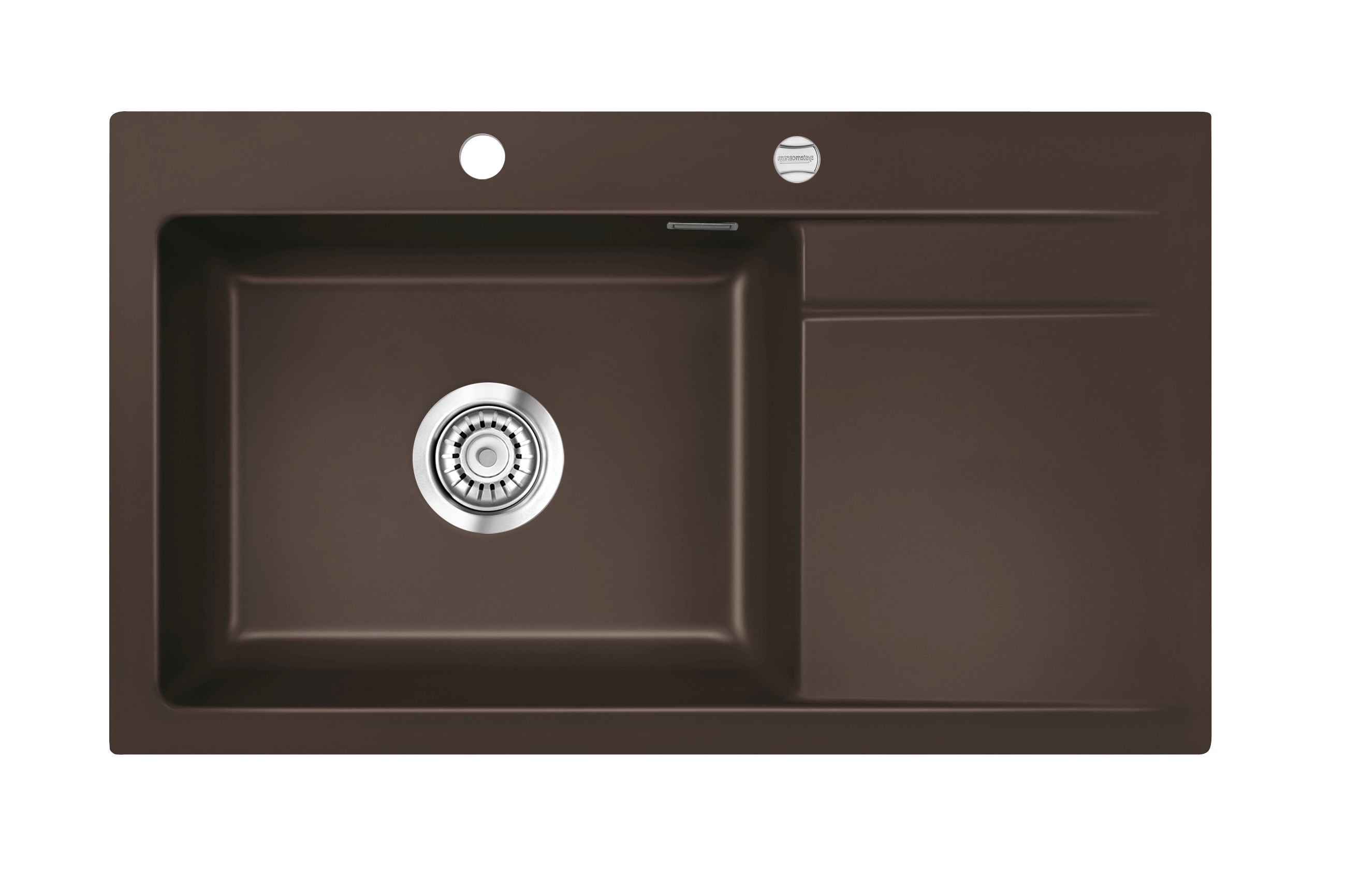 SYSTEMCERAM Einbauspüle Stema 86 SL/F Be. Li. Siena 65 inkl. Excenterbetätigung, für 60 cm Schrankbreite, Spüle zum flächenbündigen Einbau, inkl. 4 x Eckradien R 10 Auflage Becken links 55110265