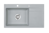 SYSTEMCERAM Einbauspüle Stema 86 SL Be. li. Titan 78 inkl. Excenterbetätigung, für 60 cm Schrankbreite, Einbauspüle Auflage Becken links 50110278