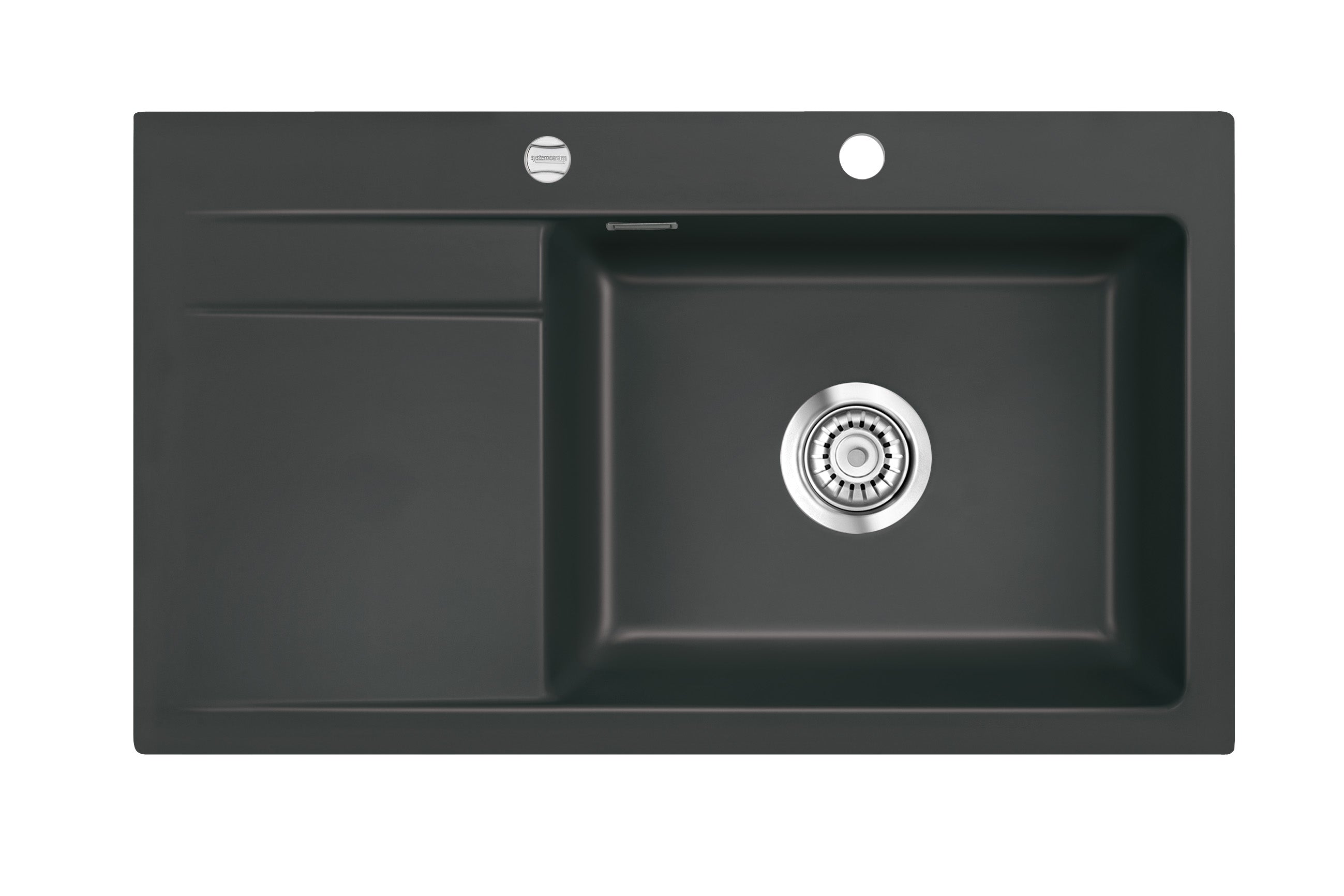 SYSTEMCERAM Einbauspüle Stema 86 SL Be. re. Schiefer 85 inkl. Excenterbetätigung, für 60 cm Schrankbreite, Einbauspüle Auflage Becken rechts 50100285