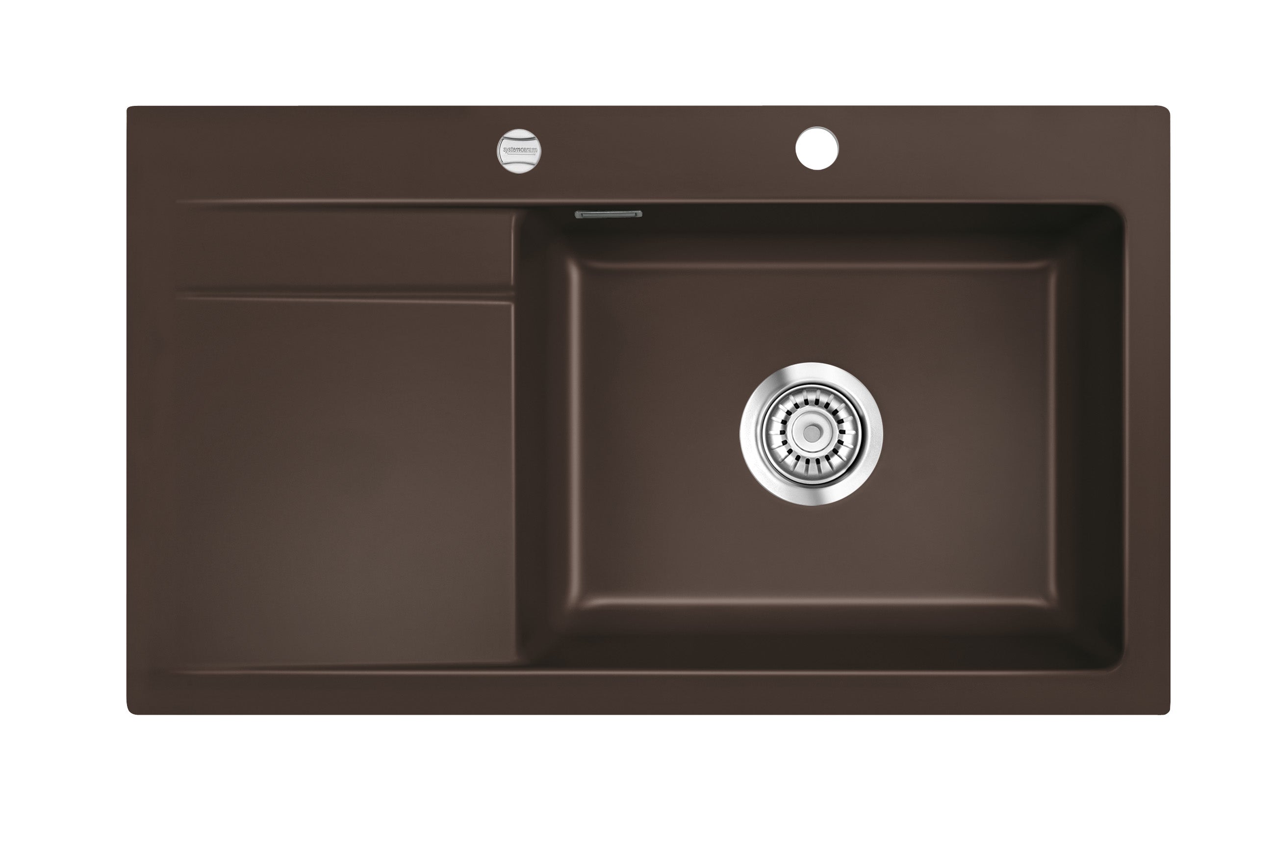 SYSTEMCERAM Einbauspüle Stema 86 SL Be. re. Siena 65 inkl. Excenterbetätigung, für 60 cm Schrankbreite, Einbauspüle Auflage Becken rechts 50100265