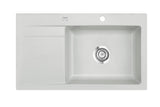 SYSTEMCERAM Einbauspüle Stema 86 SL Be. re. Alu 76 inkl. Handbetätigung, für 60 cm Schrankbreite, Einbauspüle Auflage Becken rechts 50100176