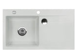 SYSTEMCERAM Einbauspüle Stema 90 Be. Li. Alu 76 inkl. Excenterbetätigung, für 60 cm Schrankbreite, Einbauspüle mit Sinktop Resteausguss Auflage Becken links 50530276