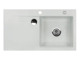 SYSTEMCERAM Einbauspüle Stema 90 Be. Re. Alu 76 inkl. Handbetätigung, für 60 cm Schrankbreite, Einbauspüle mit Sinktop Resteausguss Auflage Becken rechts 50520176