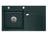 SYSTEMCERAM Einbauspüle Stema 90 Be. Li. Eibe 56 inkl. Handbetätigung, für 60 cm Schrankbreite, Einbauspüle mit Sinktop Resteausguss Auflage Becken links 50530156