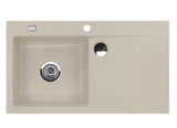SYSTEMCERAM Einbauspüle Stema 90 Be. Li. Fango 23 inkl. Excenterbetätigung, für 60 cm Schrankbreite, Einbauspüle mit Sinktop Resteausguss Auflage Becken links 50530223