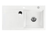 SYSTEMCERAM Einbauspüle Stema 90 F Be. Re. Grönland 12 inkl. Excenterbetätigung, für 60 cm Schrankbreite, Spüle zum flächenbündigen Einbau mit Sinktop Resteausguss, inkl. 4 x Eckradien R 10 Auflage Becken rechts 55520212