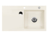 SYSTEMCERAM Einbauspüle Stema 90 Be. Re. Jasmin 19 inkl. Handbetätigung, für 60 cm Schrankbreite, Einbauspüle mit Sinktop Resteausguss Auflage Becken rechts 50520119
