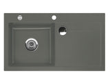 SYSTEMCERAM Einbauspüle Stema 90 Be. Li. Lava 80 inkl. Handbetätigung, für 60 cm Schrankbreite, Einbauspüle mit Sinktop Resteausguss Auflage Becken links 50530180