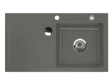 SYSTEMCERAM Einbauspüle Stema 90 Be. Re. Lava 80 inkl. Excenterbetätigung, für 60 cm Schrankbreite, Einbauspüle mit Sinktop Resteausguss Auflage Becken rechts 50520280
