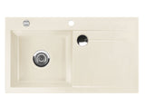 SYSTEMCERAM Einbauspüle Stema 90 Be. Li. Magnolie 10 inkl. Excenterbetätigung, für 60 cm Schrankbreite, Einbauspüle mit Sinktop Resteausguss Auflage Becken links 50530210