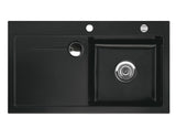 SYSTEMCERAM Einbauspüle Stema 90 Be. Re. Nigra 87 inkl. Handbetätigung, für 60 cm Schrankbreite, Einbauspüle mit Sinktop Resteausguss Auflage Becken rechts 50520187