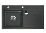 SYSTEMCERAM Einbauspüle Stema 90 Be. Li. Schiefer 85 inkl. Excenterbetätigung, für 60 cm Schrankbreite, Einbauspüle mit Sinktop Resteausguss Auflage Becken links 50530285