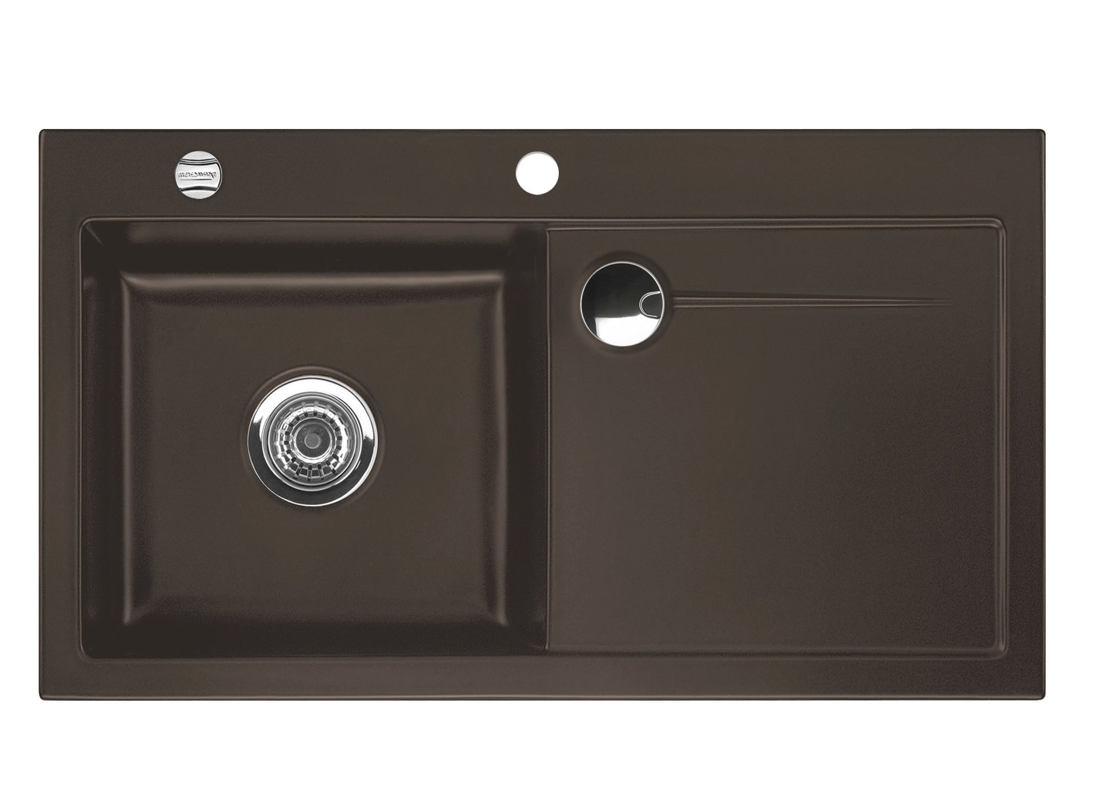 SYSTEMCERAM Einbauspüle Stema 90 Be. Li. Siena 65 inkl. Handbetätigung, für 60 cm Schrankbreite, Einbauspüle mit Sinktop Resteausguss Auflage Becken links 50530165