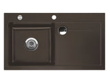 SYSTEMCERAM Einbauspüle Stema 90 Be. Li. Siena 65 inkl. Handbetätigung, für 60 cm Schrankbreite, Einbauspüle mit Sinktop Resteausguss Auflage Becken links 50530165