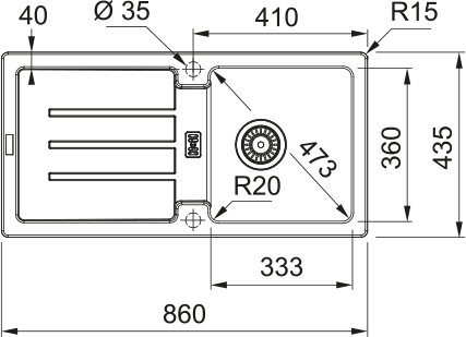 FRANKE Fragranitespüle STG 614-86 Schiefergrau Handbedienung  114.0723.989