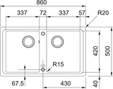 FRANKE Fragranitebecken BFG 620-34-34 Steingrau Drehknopf  114.0302.015