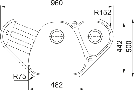 FRANKE Fragranitespüle AZG 661-96 E Steingrau Drehknopf Chrom 114.0477.993