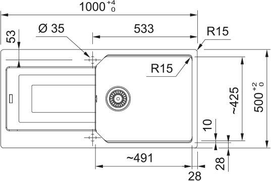 FRANKE Fragranitespüle UBG 611-100 Schiefergrau Drehknopf Edelst 114.0724.276
