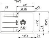 FRANKE Fragranitespüle CNG 611-78 Schiefergrau Drehknopf 114.0715.514